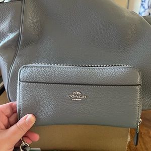 EUC Coach wristlet/wallet, gray pebbled leather.